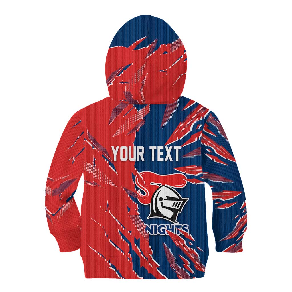 Personalized Newcastle Knights Kid Hoodie Dynamic Lightning Mascot Rugby Australia