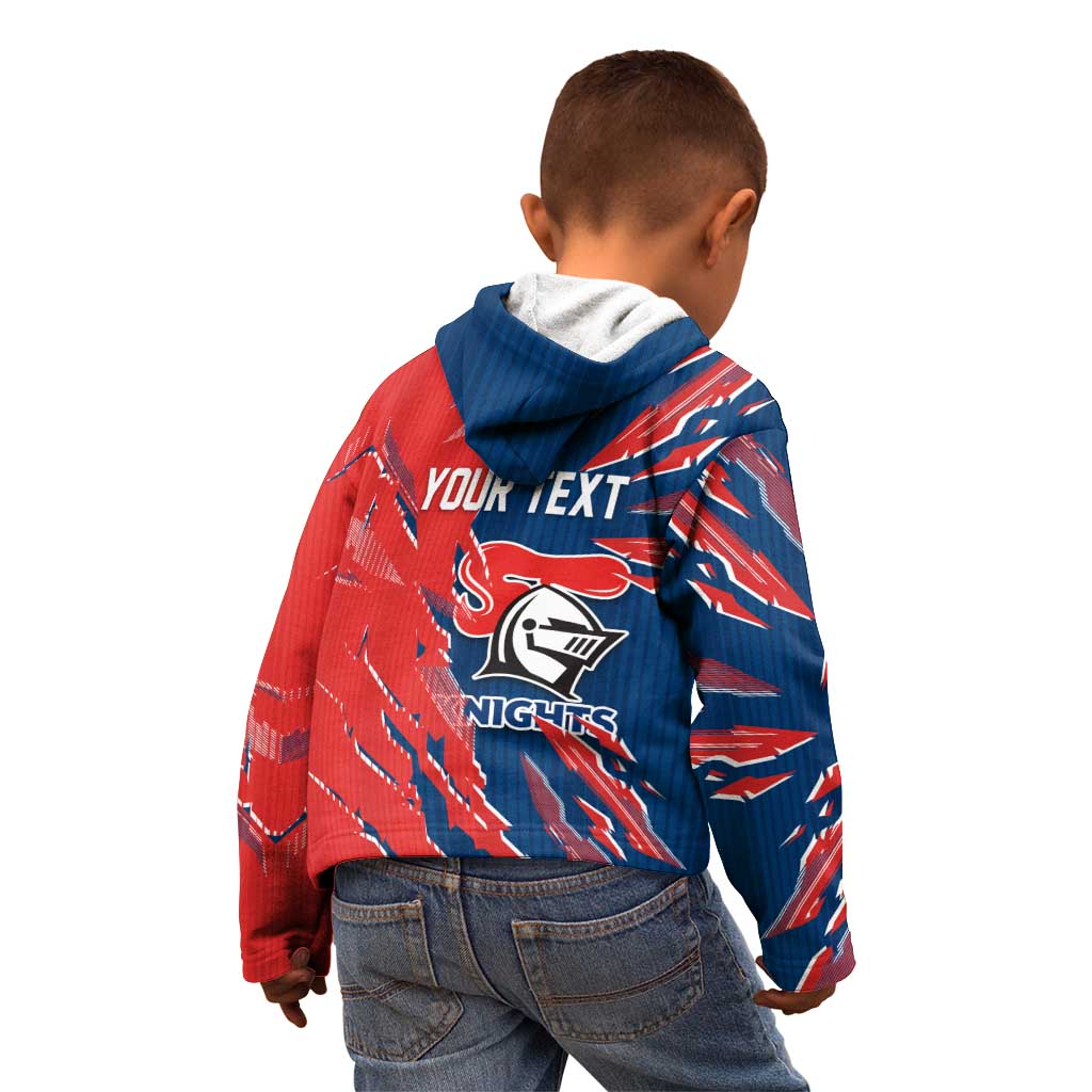 Personalized Newcastle Knights Kid Hoodie Dynamic Lightning Mascot Rugby Australia