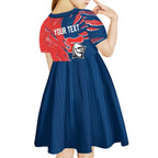 Personalized Newcastle Knights Kid Short Sleeve Dress Dynamic Lightning Mascot Rugby Australia