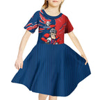 Personalized Newcastle Knights Kid Short Sleeve Dress Dynamic Lightning Mascot Rugby Australia