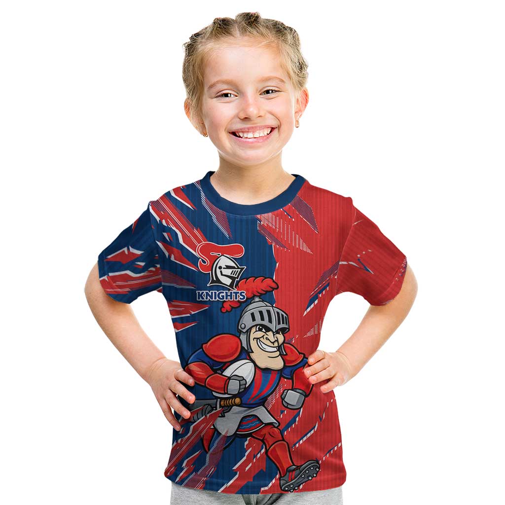Personalized Newcastle Knights Kid T Shirt Dynamic Lightning Mascot Rugby Australia