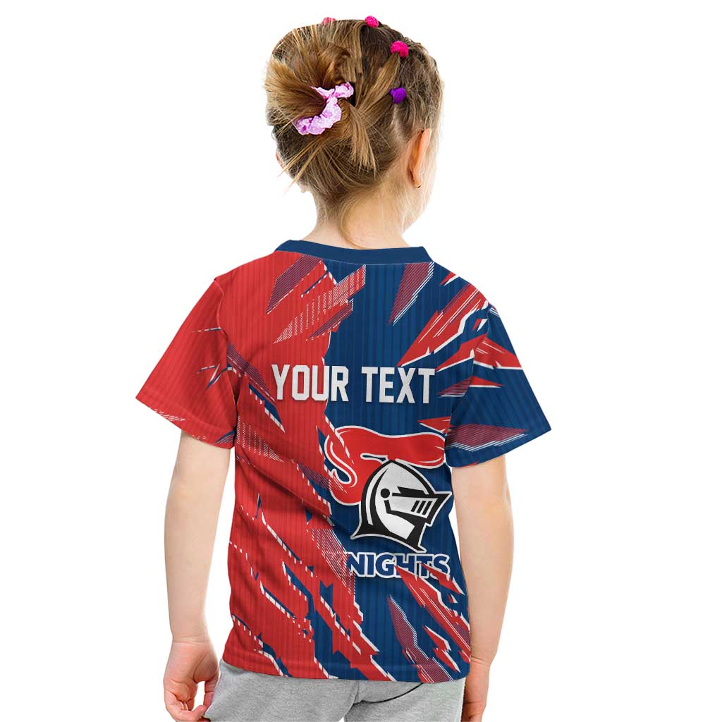 Personalized Newcastle Knights Kid T Shirt Dynamic Lightning Mascot Rugby Australia