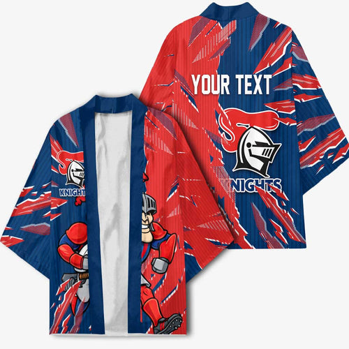 Personalized Newcastle Knights Kimono Dynamic Lightning Mascot Rugby Australia
