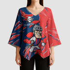 Personalized Newcastle Knights Kimono Sleeve Blouse Dynamic Lightning Mascot Rugby Australia