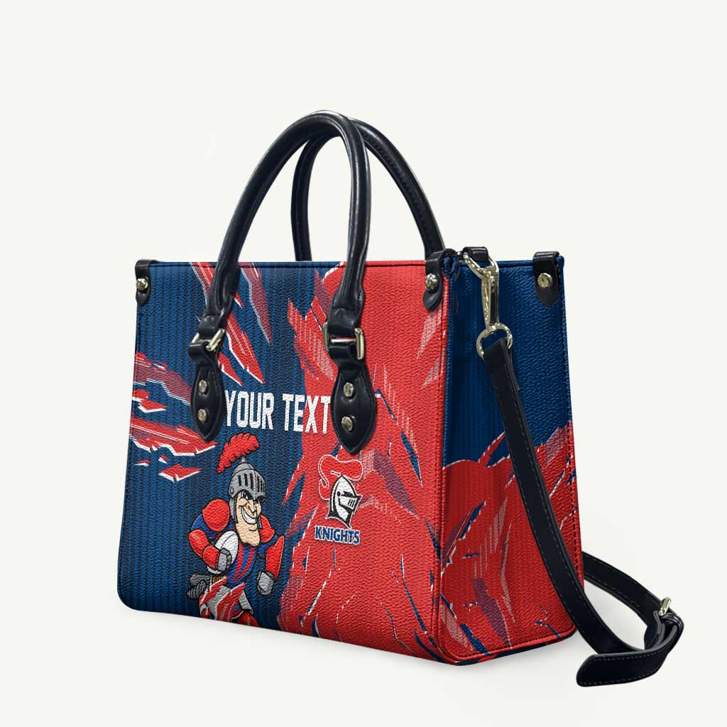 Personalized Newcastle Knights Leather Bag Dynamic Lightning Mascot Rugby Australia