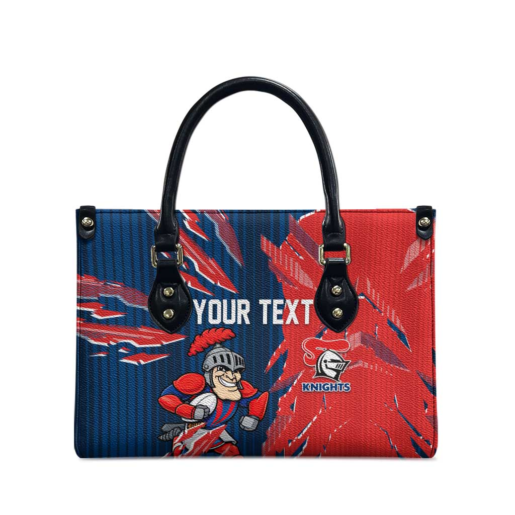 Personalized Newcastle Knights Leather Bag Dynamic Lightning Mascot Rugby Australia