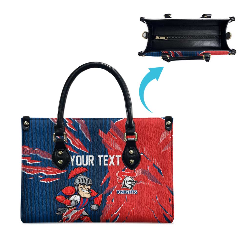 Personalized Newcastle Knights Leather Bag Dynamic Lightning Mascot Rugby Australia