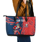 Personalized Newcastle Knights Leather Tote Bag Dynamic Lightning Mascot Rugby Australia