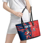 Personalized Newcastle Knights Leather Tote Bag Dynamic Lightning Mascot Rugby Australia