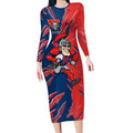 Personalized Newcastle Knights Long Sleeve Bodycon Dress Dynamic Lightning Mascot Rugby Australia