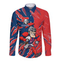 Personalized Newcastle Knights Long Sleeve Button Shirt Dynamic Lightning Mascot Rugby Australia