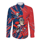 Personalized Newcastle Knights Long Sleeve Button Shirt Dynamic Lightning Mascot Rugby Australia
