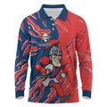 Personalized Newcastle Knights Long Sleeve Polo Shirt Dynamic Lightning Mascot Rugby Australia