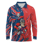 Personalized Newcastle Knights Long Sleeve Polo Shirt Dynamic Lightning Mascot Rugby Australia