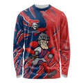 Personalized Newcastle Knights Long Sleeve Shirt Dynamic Lightning Mascot Rugby Australia