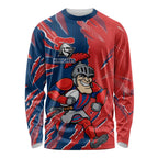 Personalized Newcastle Knights Long Sleeve Shirt Dynamic Lightning Mascot Rugby Australia