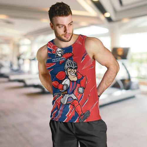 Personalized Newcastle Knights Men Tank Top Dynamic Lightning Mascot Rugby Australia