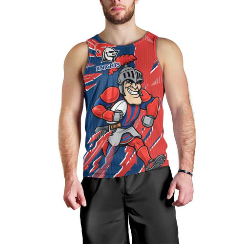 Personalized Newcastle Knights Men Tank Top Dynamic Lightning Mascot Rugby Australia