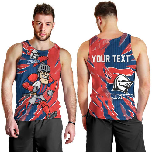 Personalized Newcastle Knights Men Tank Top Dynamic Lightning Mascot Rugby Australia