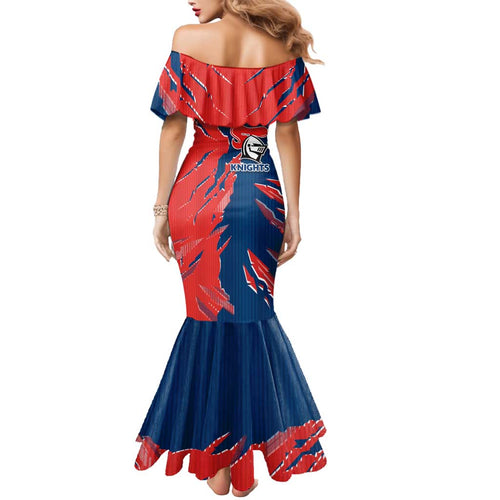 Personalized Newcastle Knights Mermaid Dress Dynamic Lightning Mascot Rugby Australia