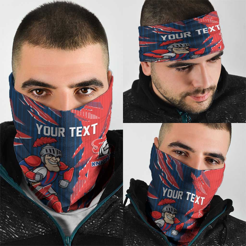 Personalized Newcastle Knights Neck Gaiter Dynamic Lightning Mascot Rugby Australia