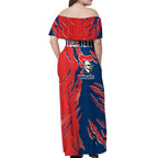 Personalized Newcastle Knights Off Shoulder Maxi Dress Dynamic Lightning Mascot Rugby Australia