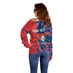 Personalized Newcastle Knights Off Shoulder Sweater Dynamic Lightning Mascot Rugby Australia