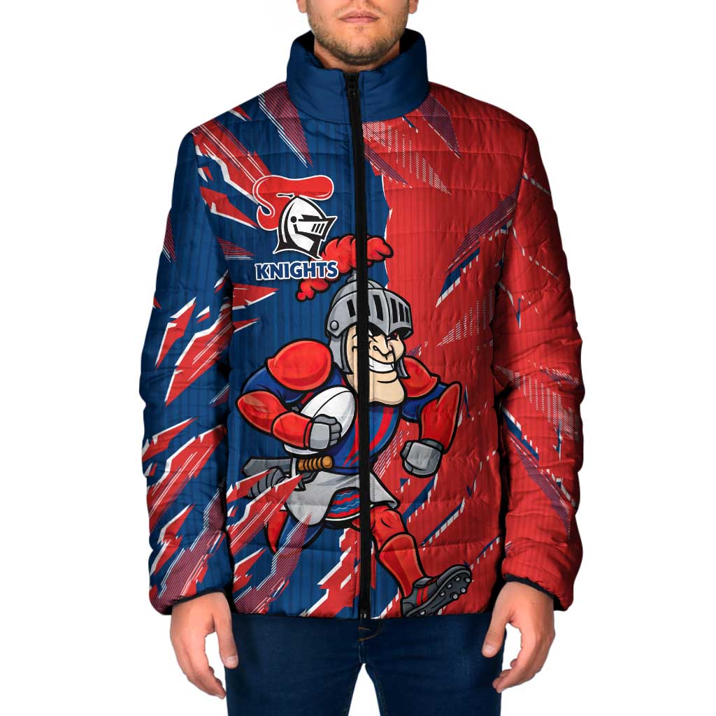 Personalized Newcastle Knights Padded Jacket Dynamic Lightning Mascot Rugby Australia
