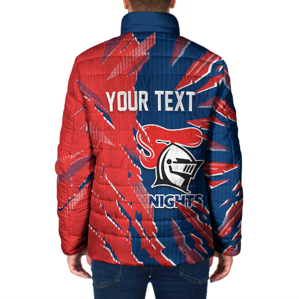 Personalized Newcastle Knights Padded Jacket Dynamic Lightning Mascot Rugby Australia