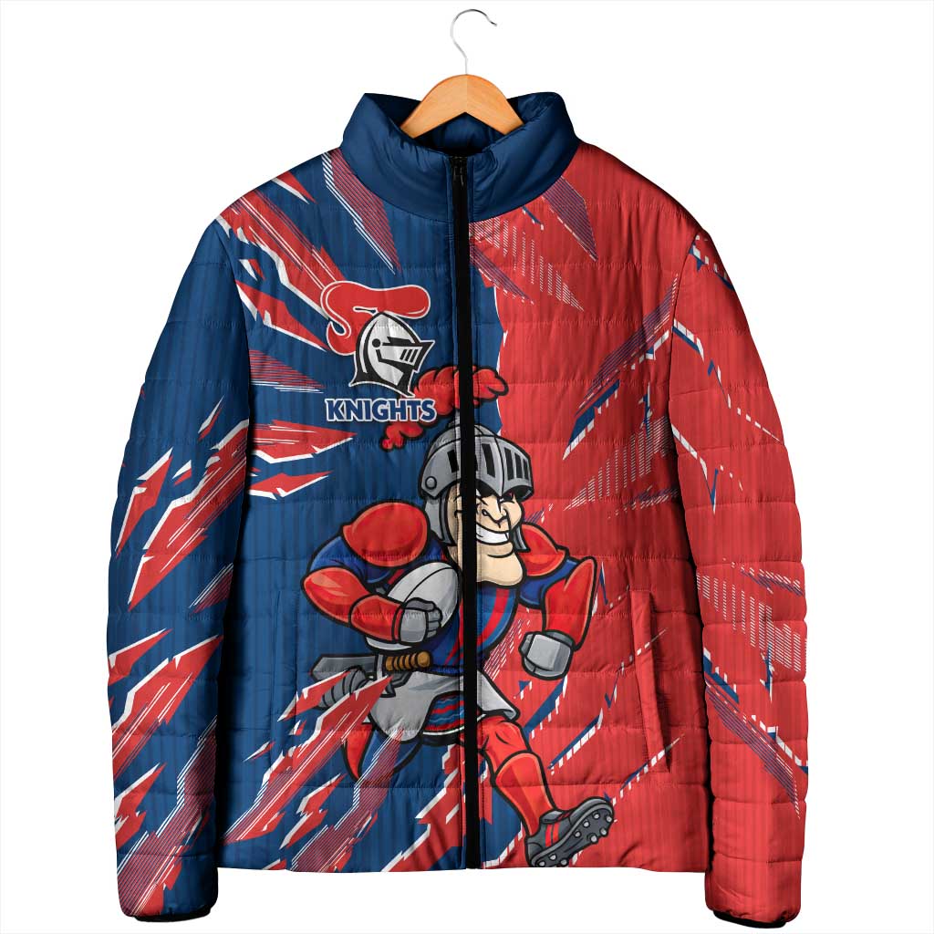 Personalized Newcastle Knights Padded Jacket Dynamic Lightning Mascot Rugby Australia