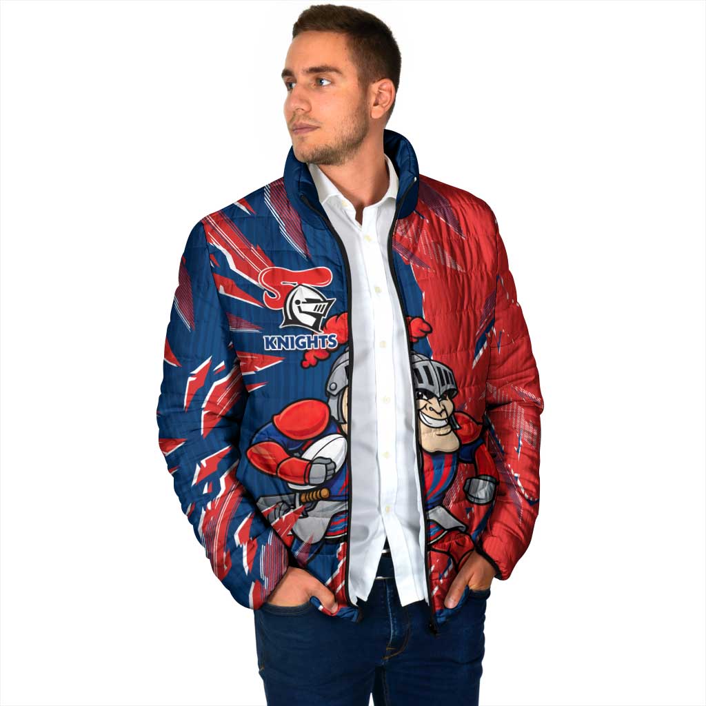 Personalized Newcastle Knights Padded Jacket Dynamic Lightning Mascot Rugby Australia