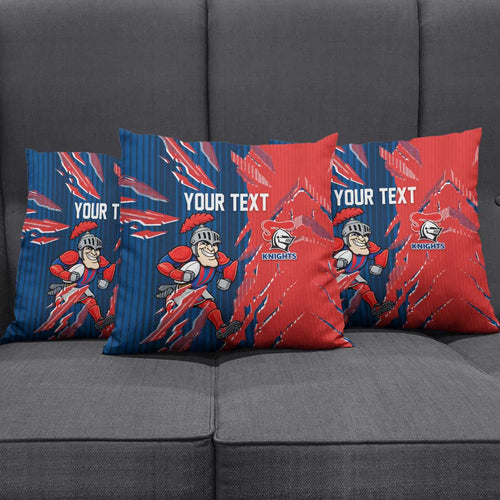 Personalized Newcastle Knights Pillow Cover Dynamic Lightning Mascot Rugby Australia