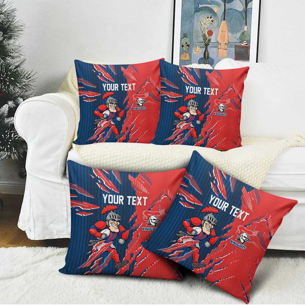 Personalized Newcastle Knights Pillow Cover Dynamic Lightning Mascot Rugby Australia