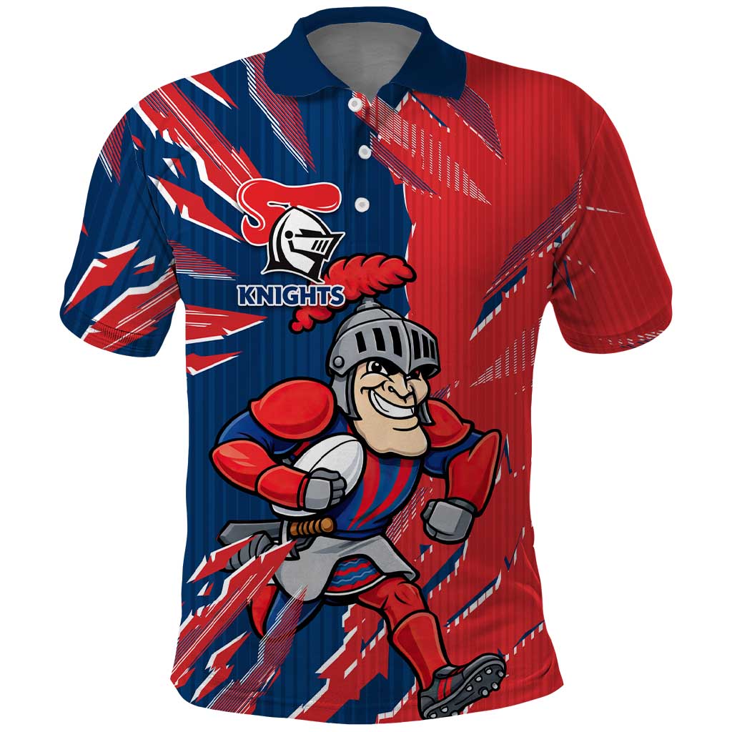 Personalized Newcastle Knights Polo Shirt Dynamic Lightning Mascot Rugby Australia