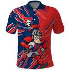Personalized Newcastle Knights Polo Shirt Dynamic Lightning Mascot Rugby Australia