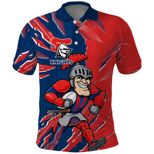 Personalized Newcastle Knights Polo Shirt Dynamic Lightning Mascot Rugby Australia