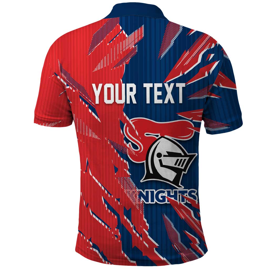 Personalized Newcastle Knights Polo Shirt Dynamic Lightning Mascot Rugby Australia