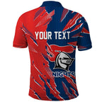 Personalized Newcastle Knights Polo Shirt Dynamic Lightning Mascot Rugby Australia