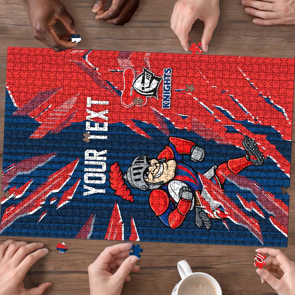 Personalized Newcastle Knights Puzzle Dynamic Lightning Mascot Rugby Australia