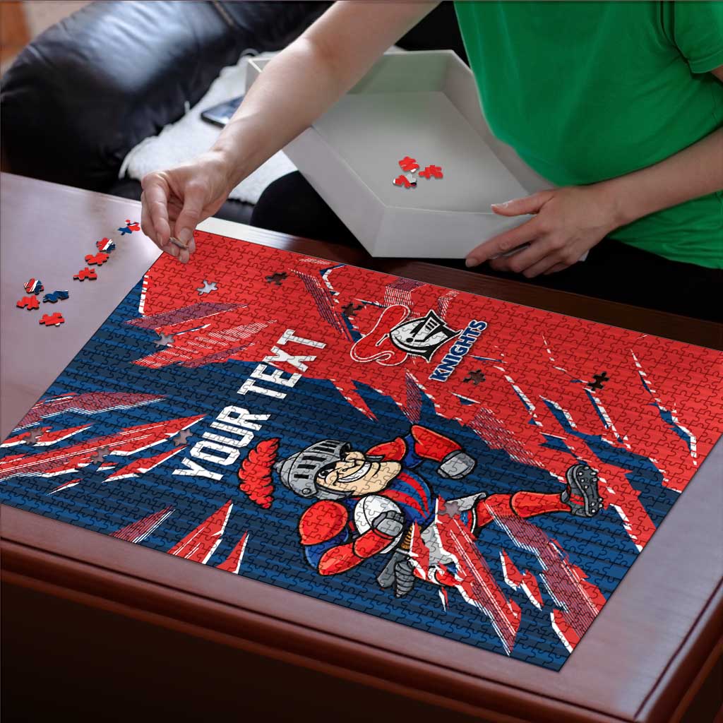 Personalized Newcastle Knights Puzzle Dynamic Lightning Mascot Rugby Australia