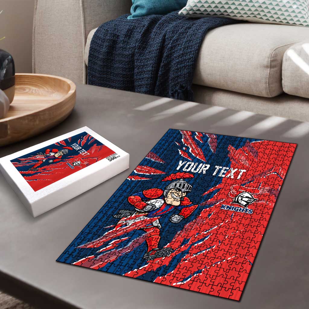 Personalized Newcastle Knights Puzzle Dynamic Lightning Mascot Rugby Australia