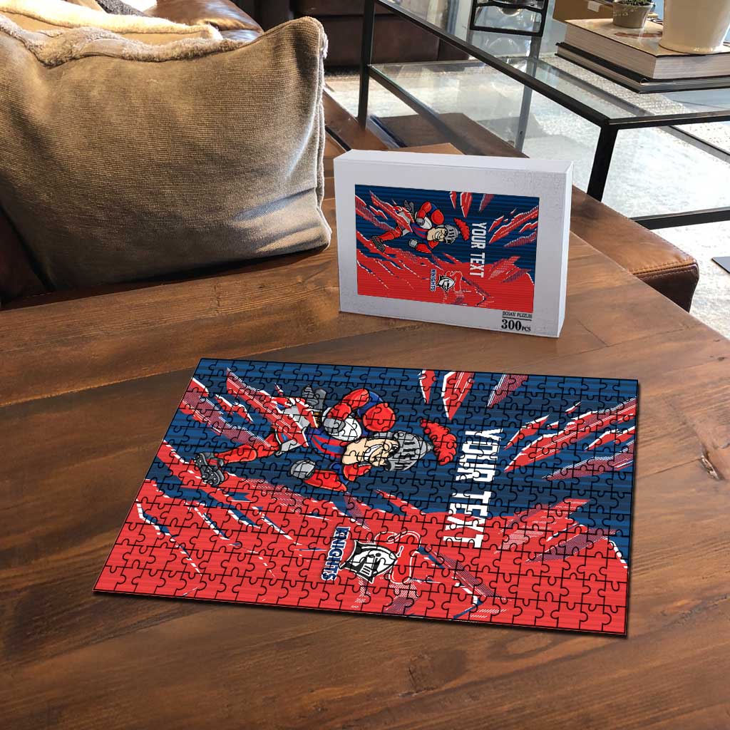 Personalized Newcastle Knights Puzzle Dynamic Lightning Mascot Rugby Australia