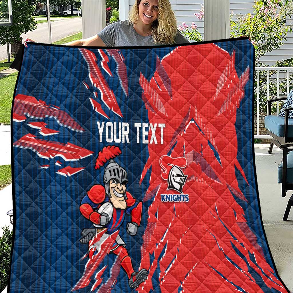 Personalized Newcastle Knights Quilt Dynamic Lightning Mascot Rugby Australia