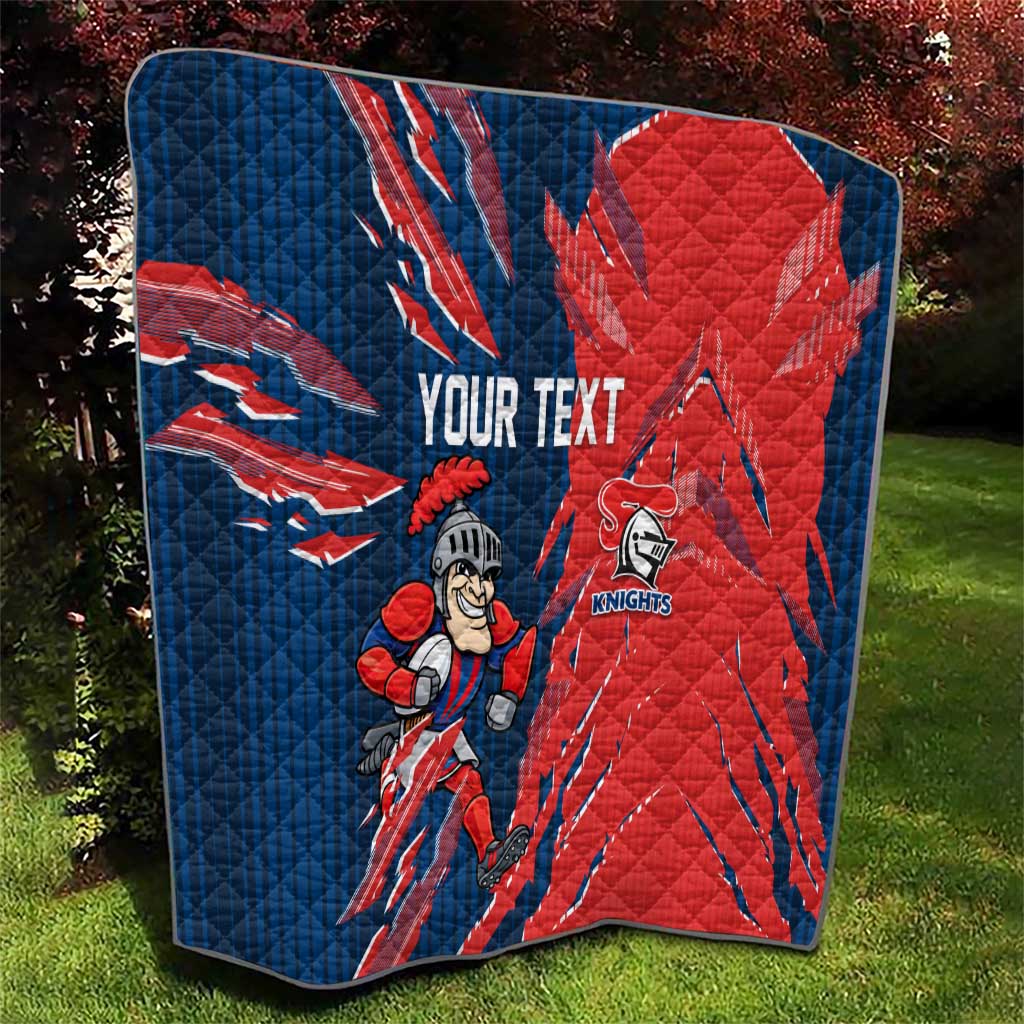 Personalized Newcastle Knights Quilt Dynamic Lightning Mascot Rugby Australia