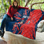 Personalized Newcastle Knights Quilt Dynamic Lightning Mascot Rugby Australia