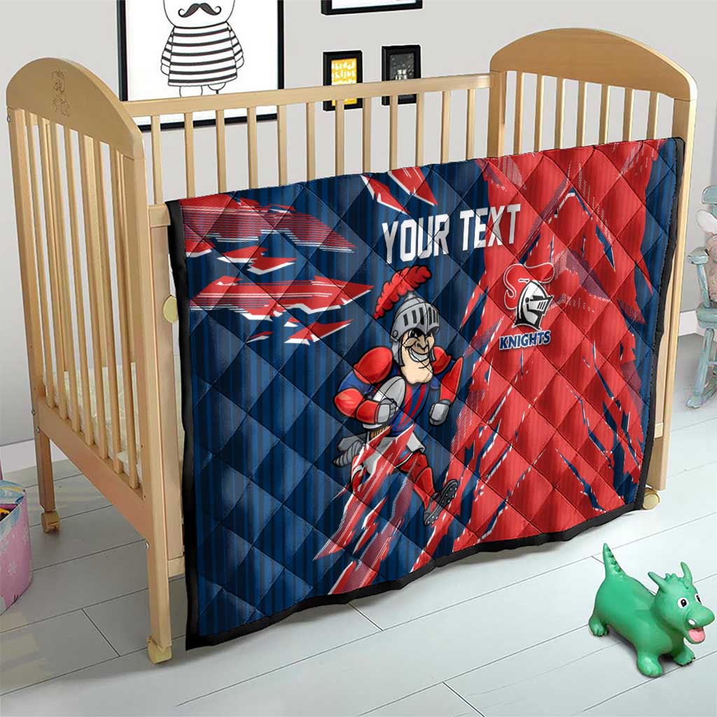 Personalized Newcastle Knights Quilt Dynamic Lightning Mascot Rugby Australia