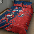 Personalized Newcastle Knights Quilt Bed Set Dynamic Lightning Mascot Rugby Australia