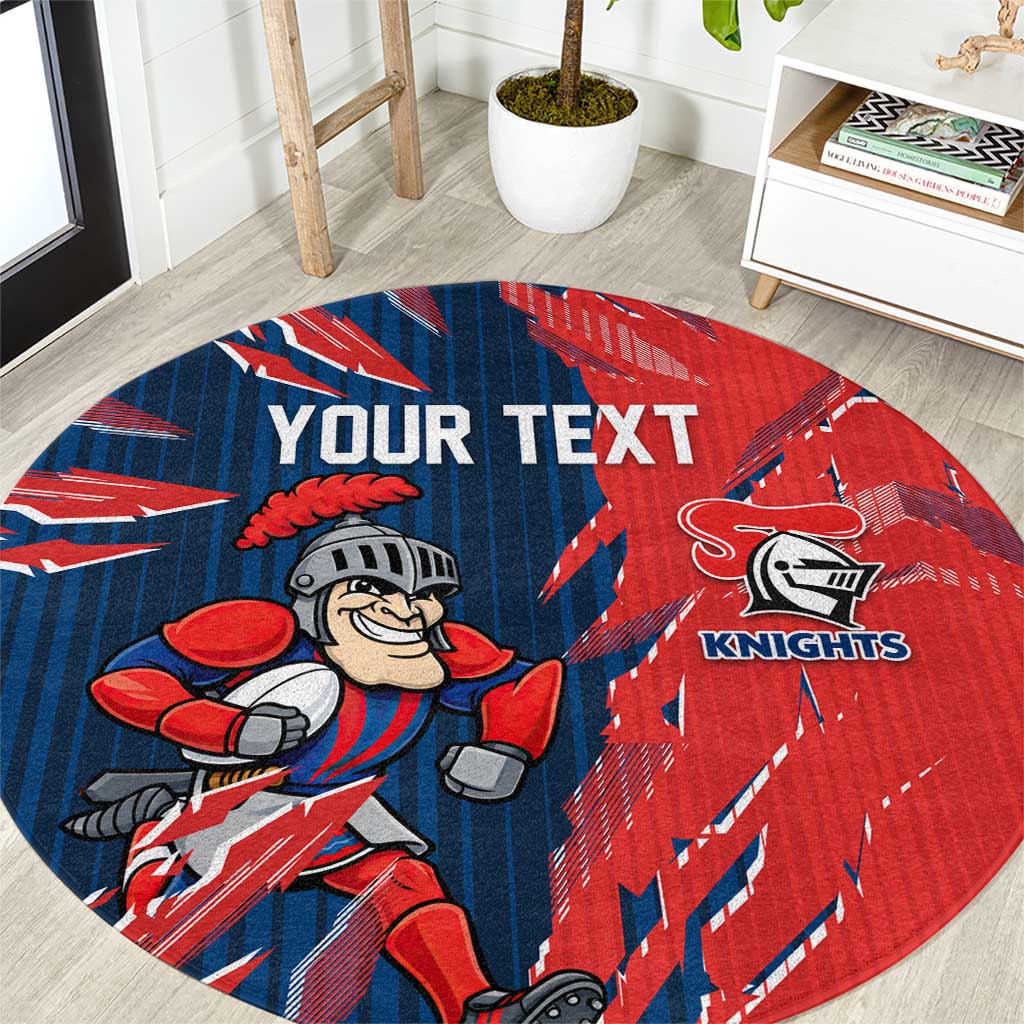 Personalized Newcastle Knights Round Carpet Dynamic Lightning Mascot Rugby Australia