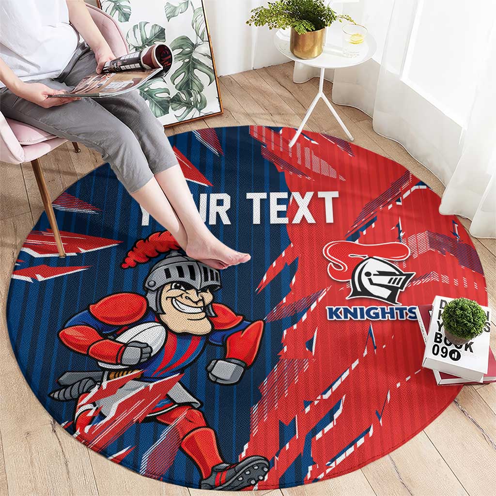Personalized Newcastle Knights Round Carpet Dynamic Lightning Mascot Rugby Australia