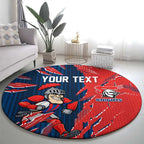 Personalized Newcastle Knights Round Carpet Dynamic Lightning Mascot Rugby Australia